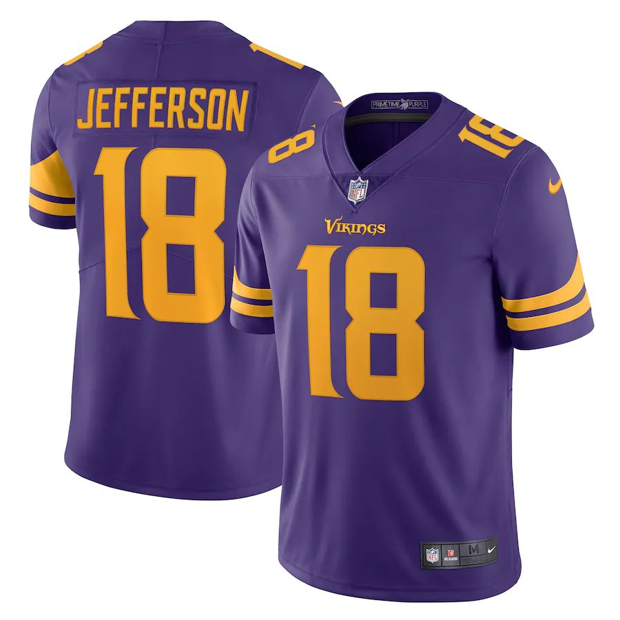 Men Minnesota Vikings #18 Justin Jefferson Nike Purple Alternate Vapor Limited NFL Jersey